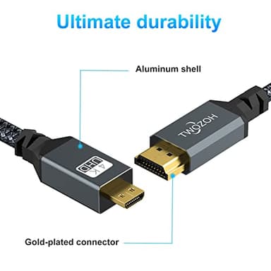 Twozoh 4K Micro HDMI to HDMI Cable 1FT, Short High-Speed Full HDMI to Micro HDMI Braided Cord Support 3D 4K/60Hz 1080p - Image 4