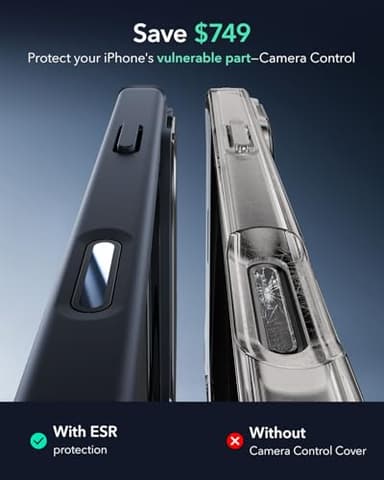 ESR for iPhone 16 Pro Max Case with Stand, Camera Control Button Compatible with MagSafe, Full-Body Military-Grade Drop Proof Case with Built-in 9H+ Tempered Glass Screen Protector, Clear Black - Image 3
