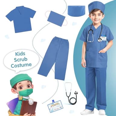 RioRand Doctor Costume for Kids,Toddler Nurse Scrubs with Accessories Christmas Dress Up Cosplay For Boys Girls 3-12 Years - Image 4
