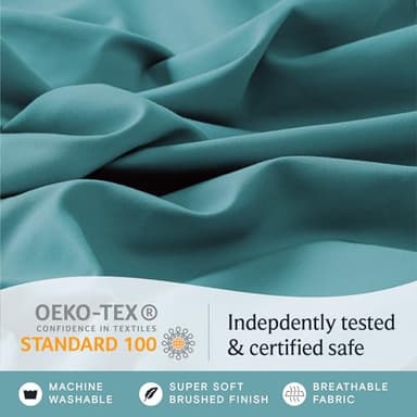 LuxClub Twin XL Sheets - Soft Twin Bed Sheets for Boys and Girls, 3 PC Deep Pockets Wrinkle Free Kids Fitted Sheets Machine Washable Hotel Bedding Silky Soft - Teal Twin XL - Image 5
