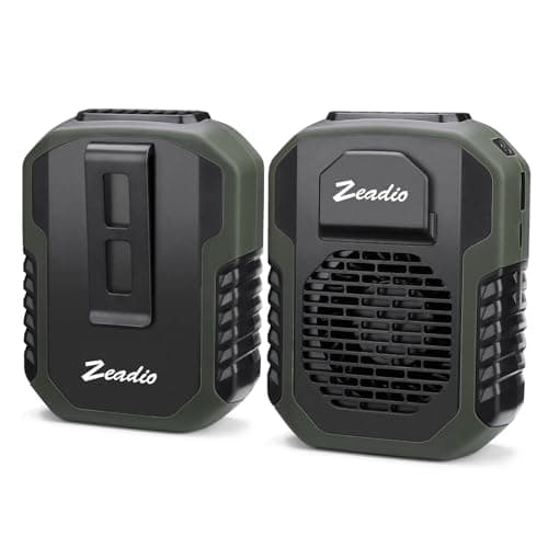 Zeadio Portable Waist Clip Fan, 3 Speeds 6000mah Battery Operated Hands-free Wearable Necklace Fan With Charging Function, for Hot Flashes Home Office Travel Outdoor Sports - Green - Image 1