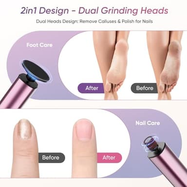 Haroopet Electric Foot Callus Remover, 2in1 Rechargeable Foot File Callus Remover for Feet, 9 Speeds Foot Scrubber Dead Skin Pedicure Tools for Feet Heel Scraper for Cracked Heels with Sandpaper Discs - Image 2