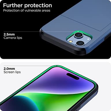 harusaki Compatible with Both iPhone 13/14 Case with Hidden Card Holder - Wireless Charging Compatible iPhone 13/14 Wallet Case for Men and Women (Blue) - Image 4