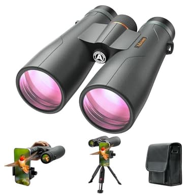 Adasion 15x56 UHD Binoculars for Adults High Powered with Phone Adapter and Tripod, Super Powerful BAK4 Prism Waterproof Binoculars for Hunting Stargazing Bird Watching Hiking Safari Travel Sports - Image 1