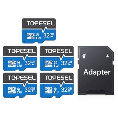 TOPESEL 5-Pack 32GB Micro SD Card Class 10 Micro-SDXC Memory Card UHS-I, High Speed Flash TF Card for Security Camera/Smartphone/Drone/Dash Cam/Tablet/PC, C10, U1, 32GB 5Pack - Image 1