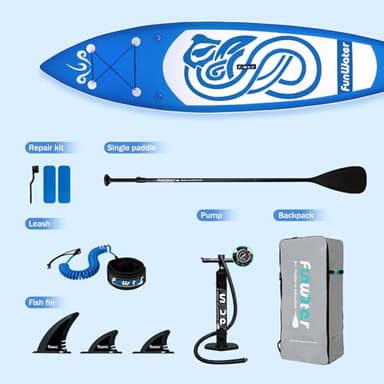 FunWater SUP Inflatable Stand Up Paddle Board 10'x31''x6'' Ultra-Light Inflatable Paddleboard with ISUP Accessories,Fins,Adjustable Paddle, Pump,Backpack, Leash - Image 4