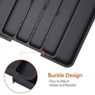 Lifewit Silverware Drawer Organizer, Expandable Utensil Tray for Kitchen, BPA Free Flatware and Cutlery Holder, Adjustable Plastic Storage for Spoons Forks Knives, 8.5"-14.1" x 12.1", Black - Image 6