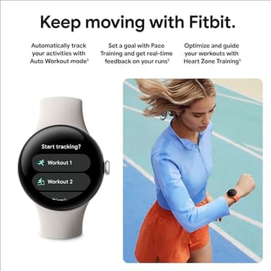 Google Pixel Watch 2 (Previous Model) with the Best of Fitbit - Heart Rate Tracking, Stress Management, Safety Features - Android Smartwatch - Champagne Gold Aluminum Case - Hazel Active Band - Wi-Fi - Image 7