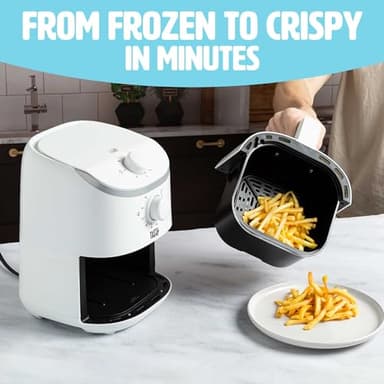 Tasty Personal Air Fryer, Healthier Meals in Minutes, Adjustable Temp Control up to 400°F, Easy-to-Use Design, Nonstick Basket and Tray Made without PFAS, PFOA, PFOS & PTFE, 900 Watts, 2-Quart, White - Image 2