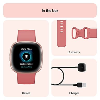 Fitbit Versa 4 Fitness Smartwatch with Daily Readiness, GPS, 24/7 Heart Rate, 40+ Exercise Modes, Sleep Tracking and more, Pink Sand/Copper Rose, One Size (S & L Bands Included) - Image 7