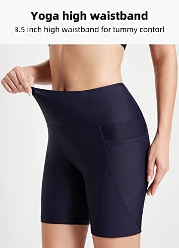 baleaf Swim Shorts Women Bathing Suit Bottoms 6" Modest Swimsuits Tankini Tummy Control Board Shorts Swimwear High Waisted Biker Shorts Boyshorts Navy Blue 3XL - Image 3