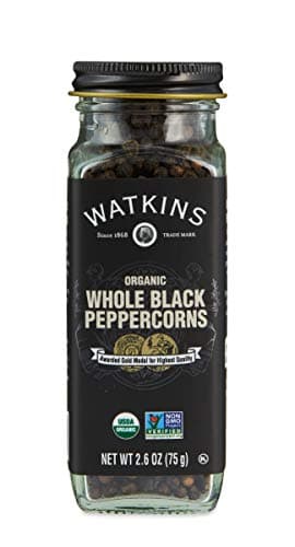 Watkins Gourmet Organic Spice Jar, Whole Black Peppercorns, Non-GMO, Kosher, 2.6 oz. Bottle, 1-Pack - Image 1