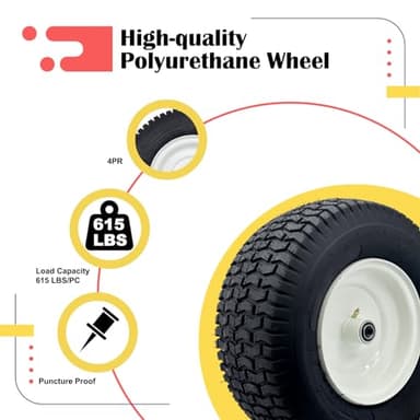 2-Pack 16 x 6.5-8 Riding Lawn Mower Tire and wheel with 3/4" or 5/8'' Bushing, 16Inch Tire Assembly for Lawn Mower, Garden Tractor.3" -6''Offset Hub. (16 x 6.50-8 Tubeless,3" Offset Hub) - Image 4