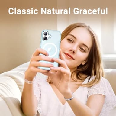 Temdan for iPhone 17 Case Clear Blue with Screen Protector, [Compatible with Magsafe][Anti-Yellowing][Military-Grade Protection] Shockproof Slim Magnetic Phone Case Cover, Blue - Image 9
