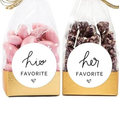 60pcs Her Favorite+60pcs His Favorite Wedding Candy Favor Stickers - Candy Bag Seals Wedding Stickers Bridal Shower Favor Treat Bag Stickers - Image 5