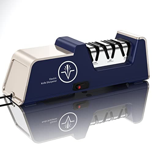 Homly Professional Electric Knife Sharpeners for Kitchen Knives with Diamond Abrasives and Precision Angle Guides, Multifunctional 3-Stage Slots, Applicable to Straight Knife and Ceramic Knife - Image 1