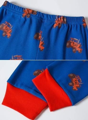 Little bety 4 Pieces Boys Truck Pajamas Toddler Pjs Dinosaur Kids Cotton Sleepwear Sets 24Months Blue&Grey&Red - Image 7