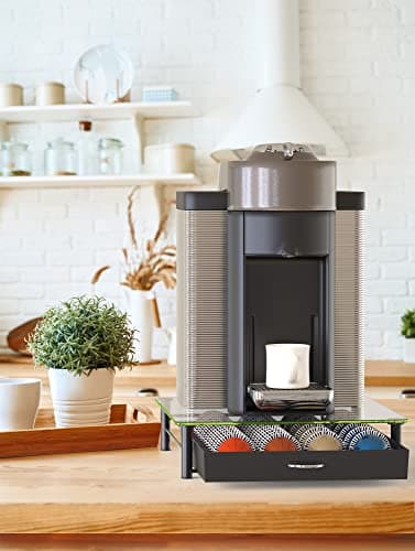 DecoBrothers Crystal Tempered Glass Vertuo Pod Holder Drawer, 24 Large or 48 Small Nespresso Capsule Organizer - Image 7