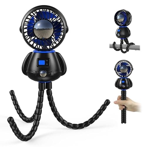 Koonie Astronaut Portable Stroller Fan, Baby-Safe Clip-on with Detachable Flexible Tripod, Rechargeable Battery-Operated, 3-Speeds, 270° Rotation - Ideal for Car Seats, Cribs, Treadmills, Travel - Image 1