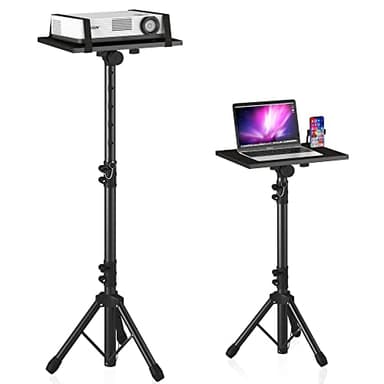 Projector Stand Tripod Adjustable, Laptop Height from 23.5 to 46.5 inches with Gooseneck Phone Holder, Floor for Office, Home, Stage, Studio, DJ Racks Holder Mount, 23.5inch-46.5inch - Image 1