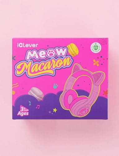 iClever Cat Ear Kids Bluetooth Headphones, LED Lights Up, 74/85dBA Safe Volume Limited, 50H Playtime,Bluetooth 5.2, USB C, Kids Headphones Wireless for Travel iPad Tablet, Meow Macaron Pink - Image 11