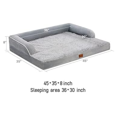 Casa Paw Orthopedic Dog Beds for Extra Large Dogs, Waterproof XLarge, Memory Foam Couch , Comfy Bolster Pet Bed with Removable Washable Cover, Nonskid Bottom (X-Large, Grey) - Image 7