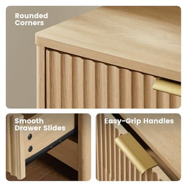 Amada Modern 7 Drawer Dresser, Fluted Wood Chest of Drawers with Rounded Corners, Pre-Installed Drawer Slides, Dresser TV Stand and Storage Organizer for Bedroom or Hallway in Natural Oak - Image 6