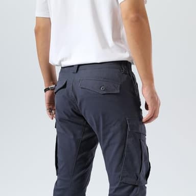 Plaid&Plain Men's and Women's Pacific Blue Cargo Pants - Slim Fit, 3D Shape, Articulated Knees, Stretchy Fabric C804 Pacific Blue 34WX30L - Image 7