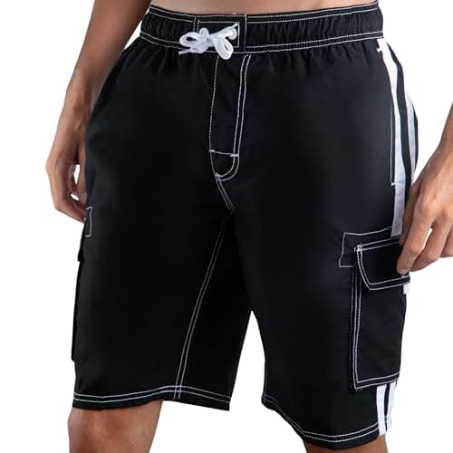 Kanu Surf Men's Barracuda Swim Trunks (Regular & Extended Sizes), Black, XX-Large - Image 1