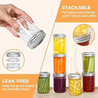 ComSaf Small Mason Jars 8 oz - 12 Pack, Regular Mouth Mason Jar with Lids and Seal Bands, Small Glass Canning Jar for Spice, Jam, Honey, Jelly, Dessert, Shower Wedding Favors, DIY Candles Decor - Image 3