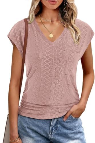 BKRIVE Plus Size Spring Clothes Womens Tops Blouses Misty Pink XL - Image 1
