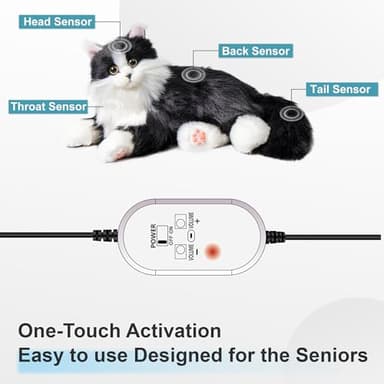 Chongker Interactive Companion Robot Cat Pets, Handmade Weighted Stuffed Animals, Cat Plush Toy with Voice Response, Realistic Heartbeat and Purring, Black Cat - Image 7