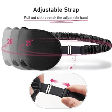 LitBear 100% 22 Momme Mulberry Silk Sleep Mask - 3D Contoured Eye Mask for Men & Women, Soft Breathable Sleeping Mask with Adjustable Strap, Perfect Blocks Light for Sleeping (Black) - Image 5