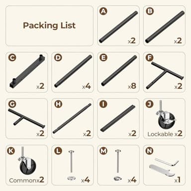 HYSEYY Double Rods Clothes Rack, Rolling Clothing Rack for Hanging Clothes Portable Wardrobe Rack, Metal Garment Rack Sturdy Coat Rack for Bedroom Laundry Living Room, Black - Image 9