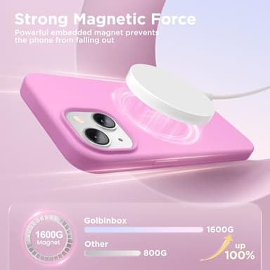 GolbinBox Magnetic for iPhone 15 Case, Compatible with MagSafe, [Soft Anti-Scratch Microfiber Lining], Slim Liquid Silicone Shockproof Protective Phone Case for iPhone 15 6.1 inch, Cherry Blossom - Image 2
