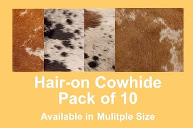 Natural Cowhide Leather Squares, Mixed Colors Hair-On Hide, 6 * 6 Inch, Pack of 10 - Image 2