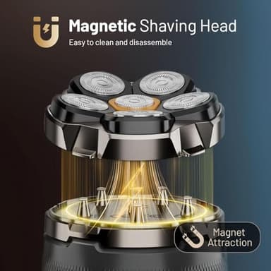 Head Shaver for Bald Men, Wyklaus Waterproof Hypoallergenic Head & Face Shaver, Wet/Dry Shaving, Type-C Fast Charging, LED Display, Rechargeable Razor for Men & Women, Ideal Gift - Image 5