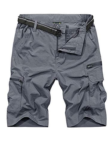 Jessie Kidden Mens Outdoor Casual Expandable Waist Lightweight Water Resistant Quick Dry Fishing Hiking Shorts (6222-Grey, 42) - Image 1