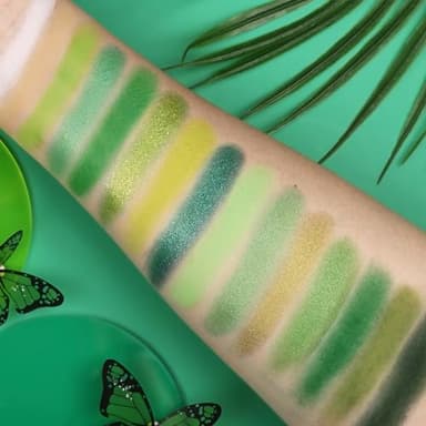 UCANBE Green Eyeshadow Makeup Palette, 15 Colors Bright Dark Green Shimmer Matte Metallic Glitter Eye Shadow, Forest Emerald Lime Pallet Kit for Cosplay Parties Christmas Halloween SFX - Image 4