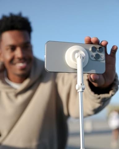 KraftGeek Magnetic Phone Tripod for iPhone MagSafe – 66'' Automatic Selfie Stick with Remote, Portable Tripod Stand for Video Recording, Travel, Vlogging (White) - Image 7