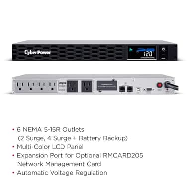 CyberPower CP1500PFCRM1U PFC Sinewave UPS, 1500VA/900W, 6 Outlets, AVR, 1U Rackmount - Image 4