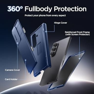 TONGATE Wallet for Z Fold 7 Case with Privacy Screen Protector, [4-Card Holder][Anti Spy] Built-in Large Stand & Slide Camera Cover Z7 Shockproof Phone Case for Samsung Galaxy Z Fold 7 2025 8", Blue - Image 8