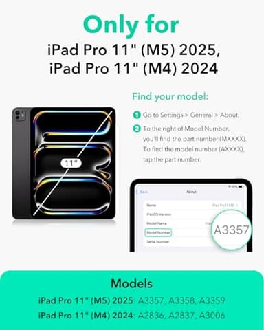 ESR for iPad Pro 11 Inch Case (M5/M4) 2025/2024, Strong Magnetic Attachment, Slim Trifold Stand Case, Supports Pencil Pro and Pencil(USB-C), Tough Protection, Auto Sleep/Wake, Rebound Series, Black - Image 2