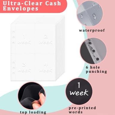 Antner 52 Week Money Saving Challenge Binder with 1-52 Week Cash Envelopes, A5 Budget Binder Savings Challenges Book with 4 Challenge Tracker to Save $5,200 and $2,600 and $10,000 and DIY, Dark Green - Image 4