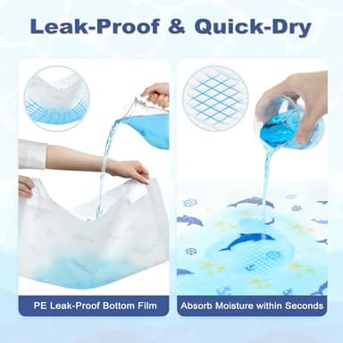 MIZOK Puppy Pads, 22"x22" Dolphin Print Dog Pee Pads with Adhesive Tabs, 6-Layer Leak-Proof Super Absorbent, Quick-Dry Disposable (50 Count) - Image 7