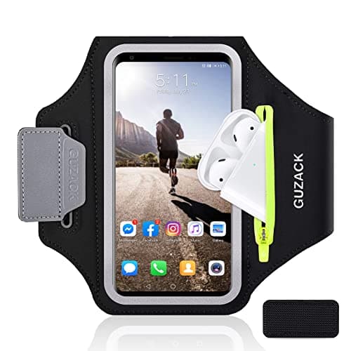 GUZACK Running Armband for iPhone 16 Pro 15 14 13 12 11 Pro Max/Plus/XR/XS, Galaxy S25/S24/S23/S22, with Card Slot & Key Pockets, Sports Arm Bands Cell Phone Holder Fit Up to 6.9 Inches Phone - Image 1
