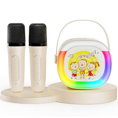 HWWR Mini Karaoke Machine with 2 Wireless Microphones Portable Bluetooth Speaker with Disco Lights, Kids Toys Christmas Birthday Gifts for Girls Boys Age 4, 5, 6, 7, 8, 9, 10, 11, 12+ Home Party - Image 9