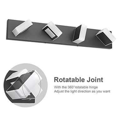 Ralbay LED Black 4 Lights Acrylic Lighting Fixtures Modern Matte Black Bathroom Vanity Lights - Image 3