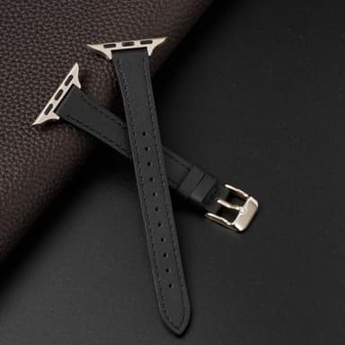 STIROLL Slim Leather Bands Compatible with Apple Watch Band 49mm 46mm 45mm 44mm 42mm(Series 3 2 1), Top Grain Leather Watch Thin Wristband for iWatch Ultra SE Series 11 10 9 8 7 6 5 4 - Image 2