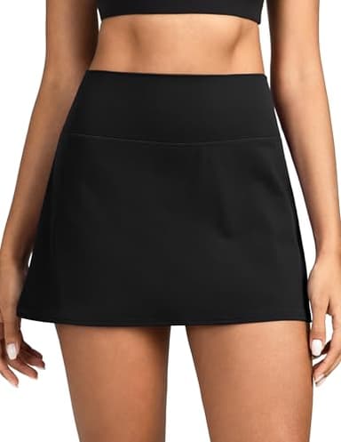 Colorfulkoala Dreamlux Skirts for Women High Rise Athletic Golf Tennis Skorts Built-in Shorts with Pockets(S, Black) - Image 1